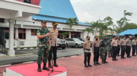Foto: Aksi BEM dan Ormawa Politeknik Negeri Bengkalis serta Aliansi Mahasiswa Cipayung serta Paguyuban se-Kabupaten dikawal oleh Polres Bengkalis/Suara Utama ID 
