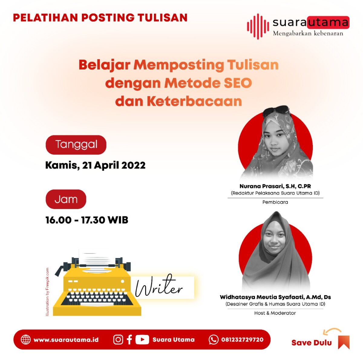 Foto: Pamflet Poster Pelatihan & Pengembangan Internal Redaksi Suara Utama/Suara Utama ID