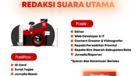 Foto: Pamflet Poster/Redaksi Suara Utama Kembali Buka Kesempatan Bergabung Menjadi Jurnalis/Suara Utama ID
