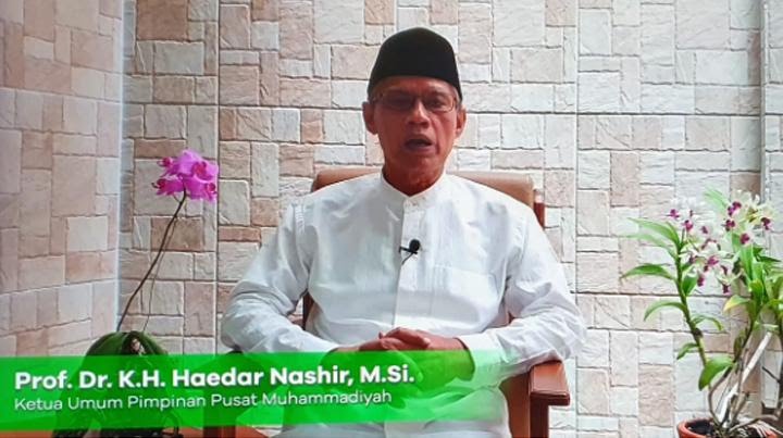 Foto: Ketua Umum Pimpinan Pusat Muhammadiyah Haedar Nashir mengatakan Muhammadiyah telah menetapkan Hari Raya Idul Adha 1443 Hijriah jatuh pada 9 Juli 2022. Mas Andre Hariyanto/Suara Utama ID