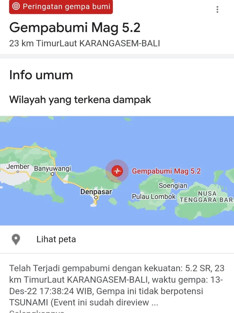 Gempabumi Mag 5.2 di Pulau Dewata Bali dan Mataram Sekitar, BMKG himbau masyarakat Waspada Gempa Susulan. Foto: Ilustrasi dan Google BMKG/Mas Andre Hariyanto (SUARA UTAMA)