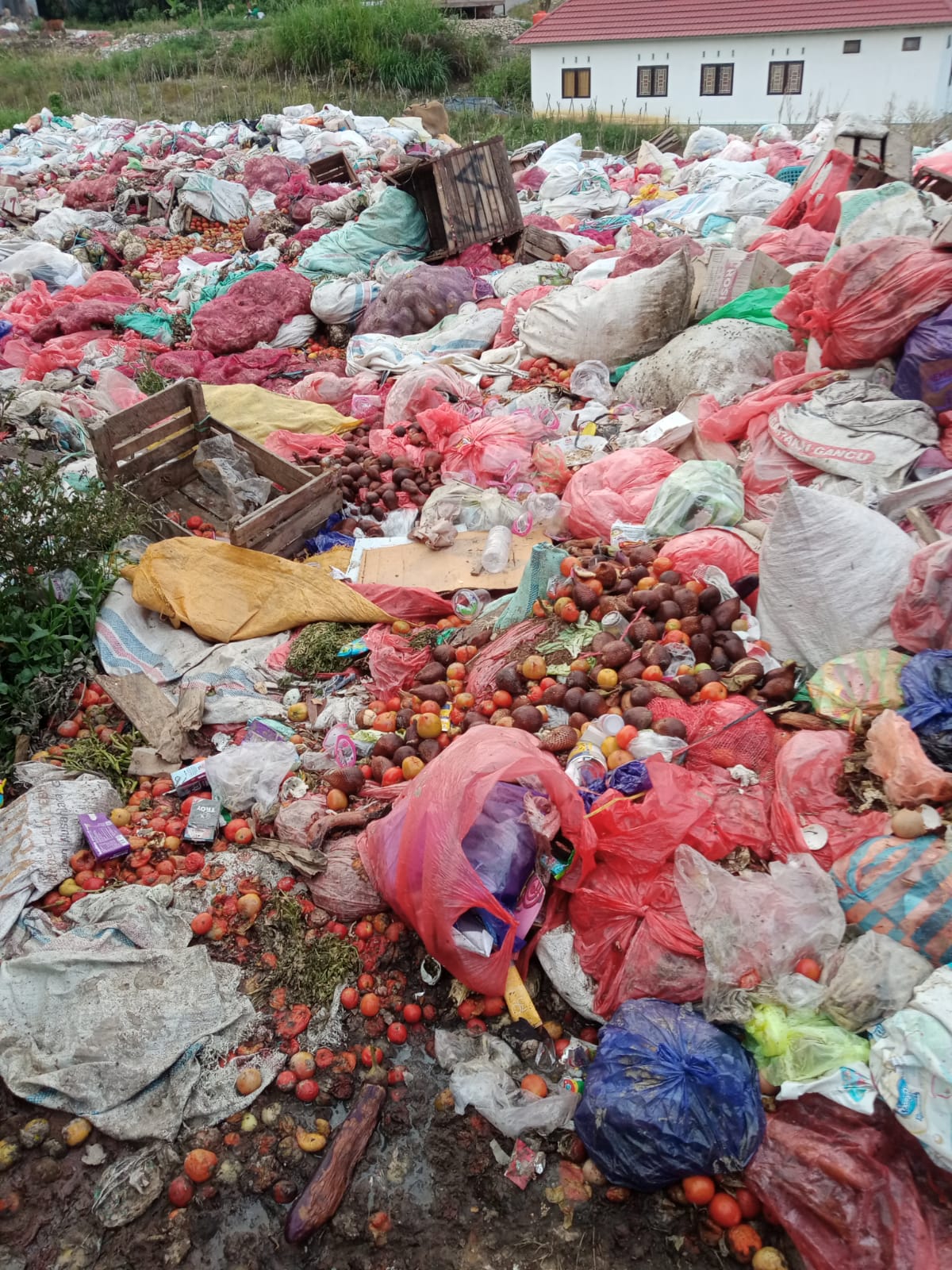 Kondisi tumpukan sampah di TPS Ilegal di area pasar Agro, Rondo, Kabupaten Enrekang. Ahmad Afiq/Suara Utama ID.