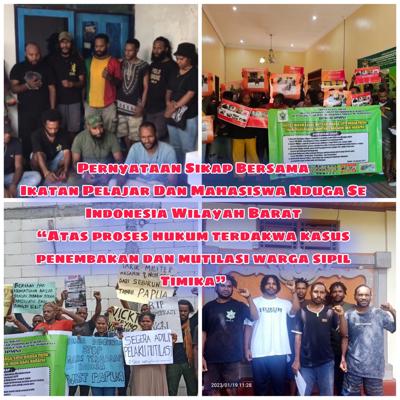 Poster pernyataan sikap oleh mahasiswa Nduga berbagai daerah