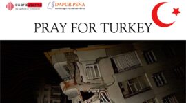 Gempa dengan magnitude 7,8 melanda Turki Senin (06/02/2023). Foto: Ucapan berduka dari Yayasan Pusat Pembelajaran Nusantara/AR Learning Center/Mas Andre Hariyanto (SUARA UTAMA)
