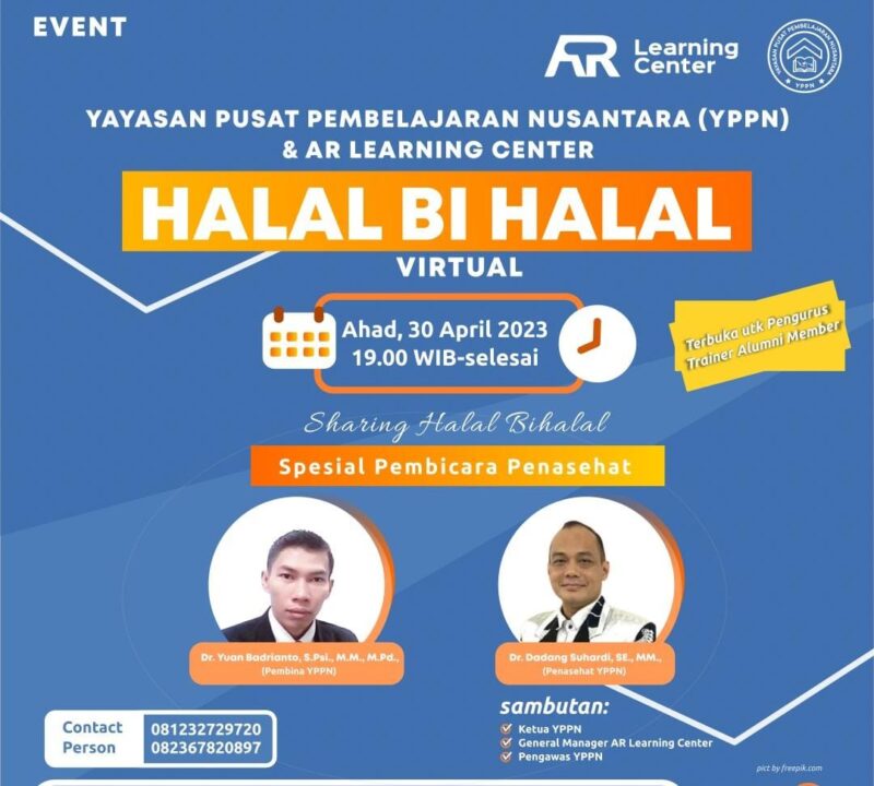 Gambar Flyer: Coach Yuan dan Coach Dadang. YPPN, Suara Utama dan AR Learning Center Adakan Halal Bihalal secara Virtual bersama Penasehat Coach Yuan Coach Dadang. Yuk Ikutan dan Ramaikan. Foto: Dok. Internal/Mas Andre Hariyanto (SUARA UTAMA)