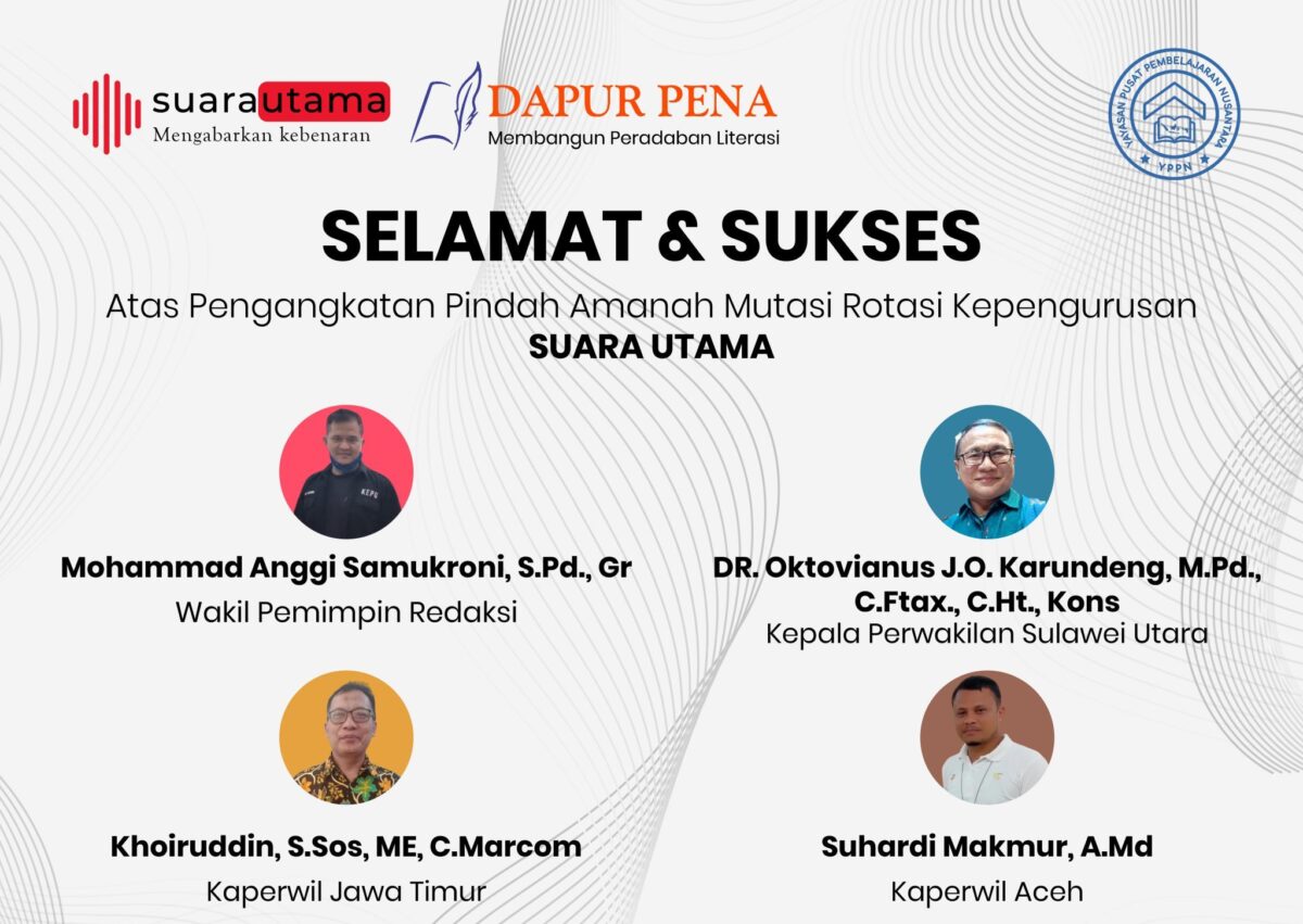 Bangun Peradaban Literasi, Suara Utama Berkomitmen Lawan Hoax dengan SDM Jurnalis baru yang Siap Berjuang. Foto & Gambar: Mas Andre Hariyanto/Saepudin Fikri. Rotasi Pengurus Suara Utama(SUARA UTAMA)