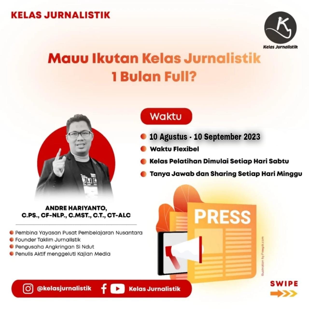 Foto: Kelas Pembelajaran Jurnalistik Official 1 bulan penuh pelatihan Jurnalistik dan Kepenulisan/Mas Andre Hariyanto (SUARA UTAMA ID)