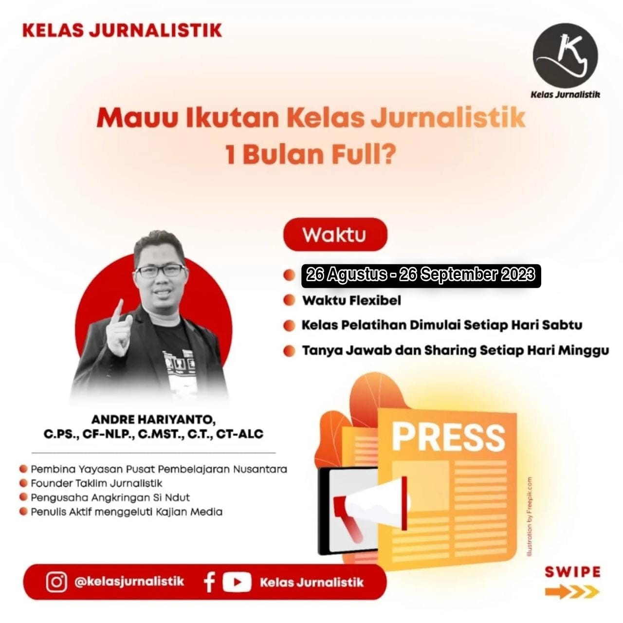 Foto: Kelas Pembelajaran Jurnalistik Official 1 bulan penuh pelatihan Jurnalistik dan Kepenulisan/Mas Andre Hariyanto (SUARA UTAMA ID)