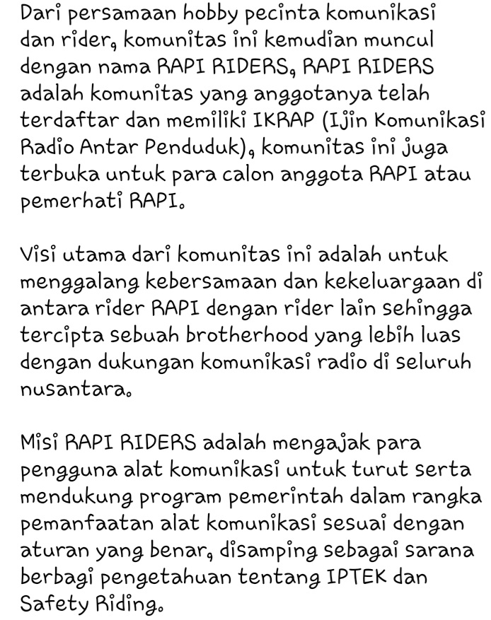 Visi Misi Rapi Rider/Herwan Widodo