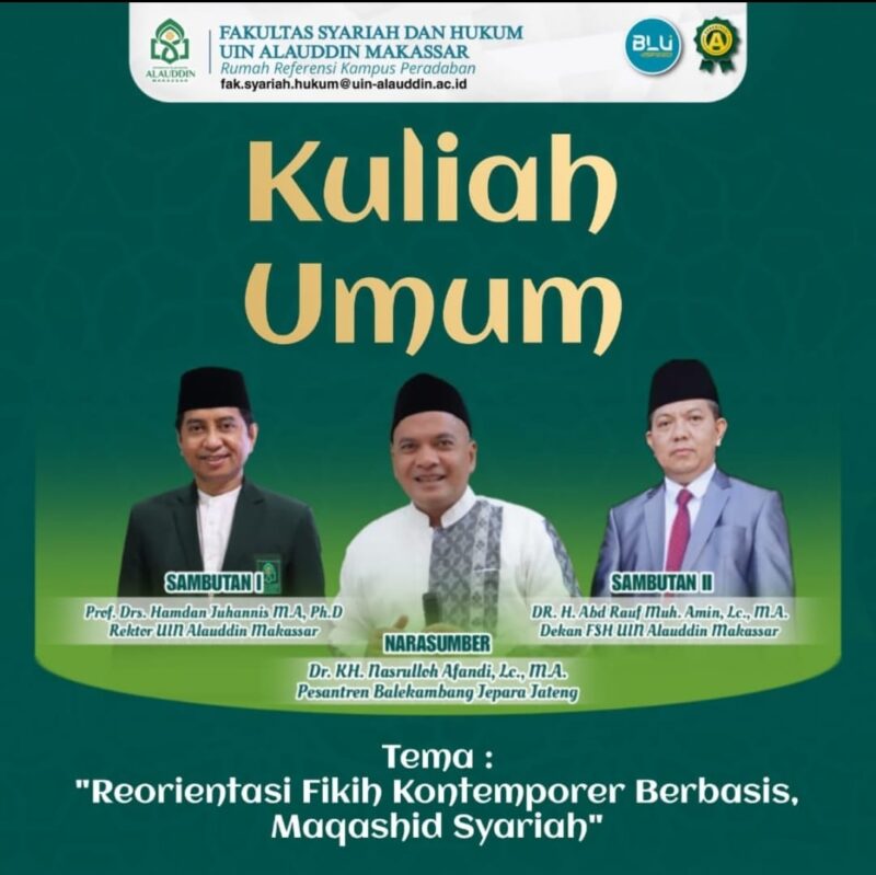 Foto : Kuliah umum Maqasid Syariah dan Hukum UINAM.Dok (Abdi Wijaya-Suara Utama.ID)