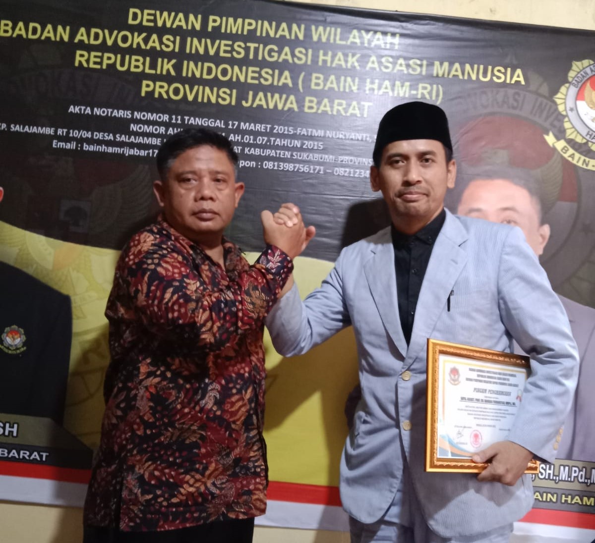 Salam sinergi Ketua DPW  BAIN HAM RI Jawa Barat dengan Ketua Dewan Penasihat