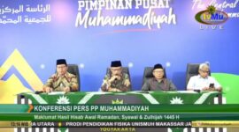 Konferensi pers PP Muhammadiyah terkait penetapan awal Ramadhan, Idul Fitri, dan Idul Adha 1445 H, Sabtu (20/1/2024). (YouTube tvMu Channel)