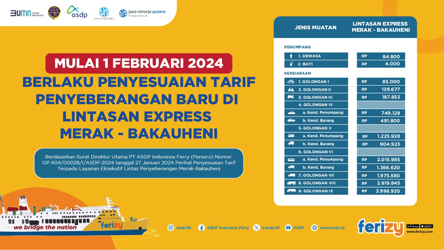 IMG 20240129 WA0113 ASDP Berlakukan Penyesuaian Tarif Layanan Ekpress Merak-Bakauheni mulai 1 Februari 2024 Suara Utama ID Mengabarkan Kebenaran | Website Resmi Suara Utama