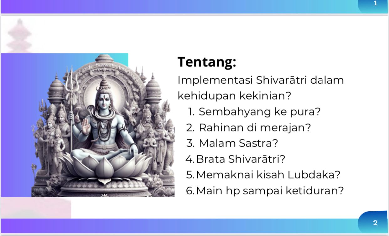 Siwaratri merupakan kesempatan untuk mencari kedamaian batin, kebersihan spiritual, dan penguatan nilai-nilai kehidupan. Refleksi perayaan Siwaratri di Pura Penataran Agung Kerthabumi Taman Mini Indonesia Indah (09/01/2024)