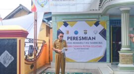 Pj. Bupati Tulang Bawang, Qodratul Ikhwan dalam Peresmian Tempat Rehabilitasi Narkoba di Yayasan Cahaya Putra Selatan (YCPS) Tulang Bawang.(12/2/2024) Foto: Kominfo Tulang Bawang (suarautama.id)