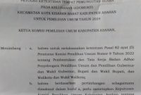 keputusan Komisi Pemilihan Umum Kabupaten Asahan nomor 520 tahun 2024