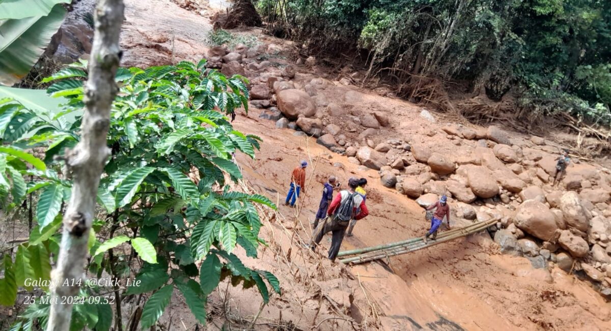 Jembatan Darurat dari Bambu Pekon Srimenganten, Pulau Panggung Tanggamus.(20/6): Suara Utama.id