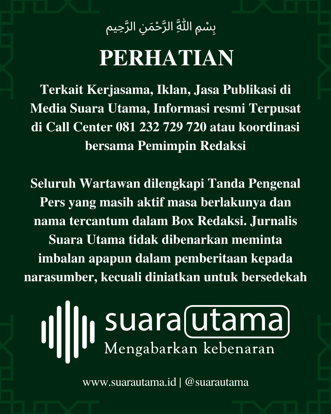 Hijau dan Putih Minimalis Selamat Hari Raya idul Adha Instagram Post 1 1 Iklan dan Kerjasama Suara Utama ID Mengabarkan Kebenaran | Website Resmi Suara Utama