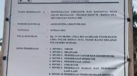 Foto : Papan Proyek Pekerjaan PUPR Kabupaten Nias Utara, Sumber : LSM KCBI