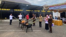 Foto lokasi halaman kejari way kanan pemusnahan barang bukti oleh kepala kejari kabupaten way kanan.25/9/2024