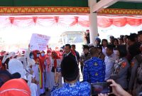 Suasana lokasi Aksi Damai Tenaga kerja Honorer Bidan di Kabupaten Lampung Utara (28/10/2024)