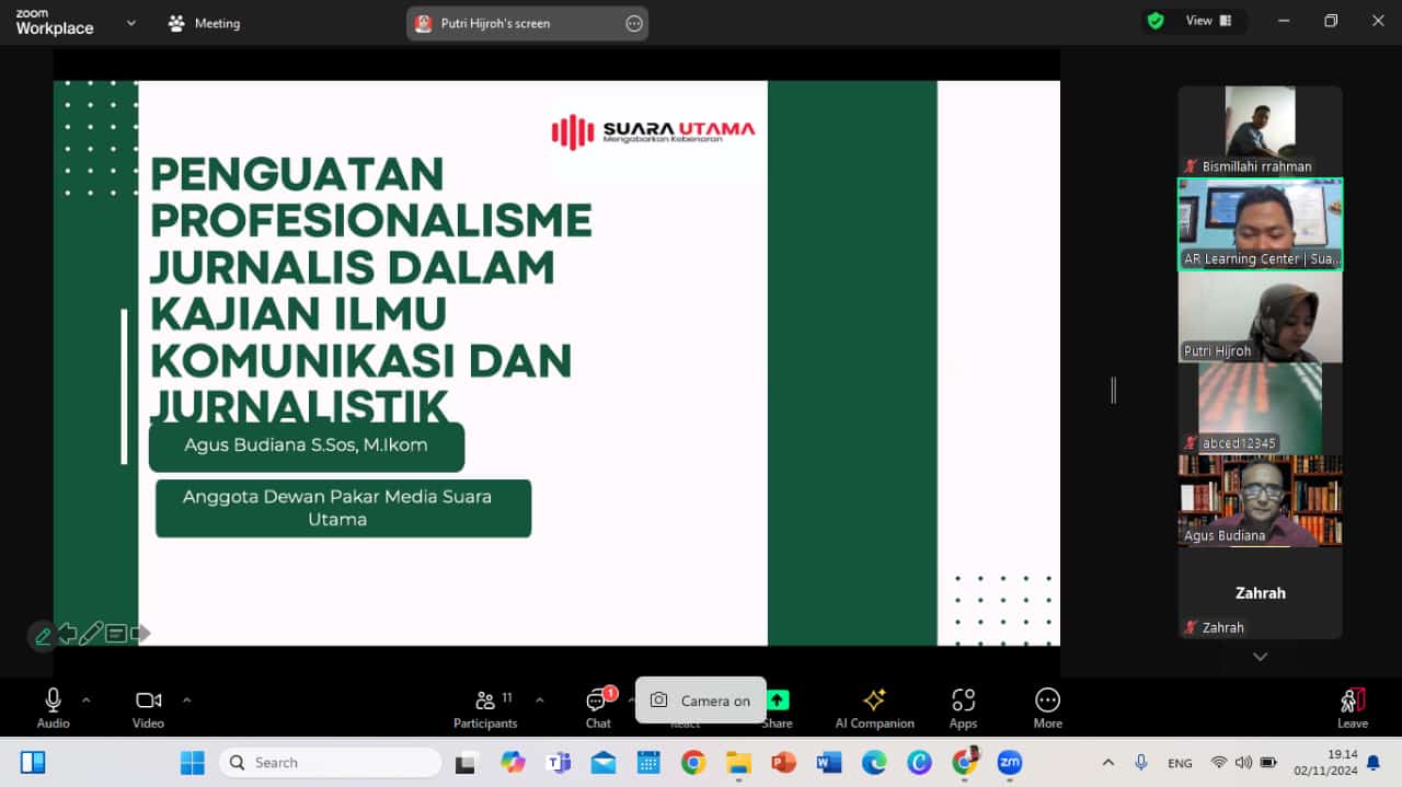 IMG 20241102 WA0035 Jurnalis Suara Utama Hadiri Webinar Nasional tentang Profesionalisme Suara Utama ID Mengabarkan Kebenaran | Website Resmi Suara Utama