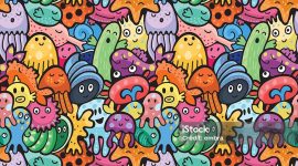 Sea animals seamless pattern. Vector background