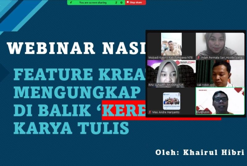 FOTO : Webinar Nasional Kepenulisan: Rahasia Menulis Feature yang Menggugah (Mas Andre Hariyanto/SUARA UTAMA)