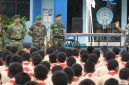 Foto: Sosialisasi penerimaan prajurit TNI AD 2025 oleh Kodim 0702/Purbalingga di SMKN 1 Kaligondang, Jumat (31/1/2025).