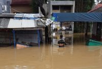 Salah satu kawasan terdampak banjir kali Cikeas Cileungsi  jalan Villa Nusa Indah Cikeas (Itam Mustopa/Suara Utama)