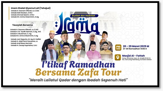 I'tikaf Ramadhan (Irama) Bersama Zafa Tour yang dilaksanakan pada 10 Malam Terakhir Ramadhan di Masjid Al-Fattah Jln. Ampibi Kecamatan Kemuning Palembang, dimulai pada Kamis malam (20/3) (Photo : Suara Utama / Zahruddin Hodsay)