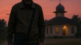 GAMBAR : Ilustrasi Subuh dan Seorang Laki-laki (Nafian Faiz/SUARA UTAMA)