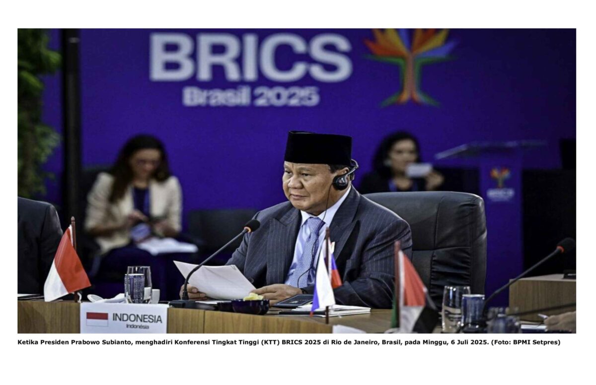 Ketika Presiden Prabowo Subianto, menghadiri Konferensi Tingkat Tinggi (KTT) BRICS 2025 di Rio de Janeiro, Brasil, pada Minggu, 6 Juli 2025. (Foto: BPMI Setpres)


