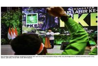 Moment Presiden Prabowo Subianto menghadiri Peringatan Hari Lahir ke-27 Partai Kebangkitan Bangsa (PKB) yang diselenggarakan di Jakarta Convention Center (JCC), Jakarta, pada Rabu, 23 Juli 2025. (Foto: BPMI Setpres)