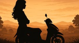 Ilustrasi: Wanita dan Sepeda motor. Suarautama.id.