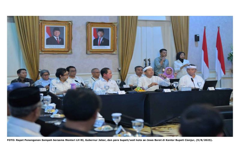 FOTO: Rapat Penanganan Sampah bersama Menteri LH RI, Gubernur Jabar, dan para bupati/wali kota se-Jawa Barat di Kantor Bupati Cianjur, (9/8/2025).

