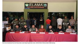 Foto Acara Konferebsi Pers dan Penyerahan rokok ilegal kepada Bea Cukai, 29/08/2025 di Markas Kodim 0605 Subang.

