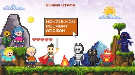 Gambar ini menggambarkan situasi yang menggugah kesadaran akan pentingnya menanggapi sikap pejabat yang arogan dengan tegas. Dengan desain pixel art yang menggambarkan karakter-karakter yang siap melawan ketidakadilan.