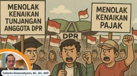 ilustrasi Massa aksi yang terdiri dari mahasiswa, pelajar, dan masyarakat sipil menggelar demonstrasi di depan Gedung DPR RI menolak rencana kenaikan tunjangan anggota DPR dan kenaikan pajak.