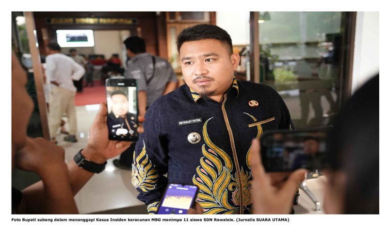 Foto Bupati subang dalam menanggapi Kasus Insiden keracunan MBG menimpa 11 siswa SDN Rawalele. (Jurnalis SUARA UTAMA)