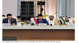 Foto Penampakan Menlu RI mengikuti KTT Darurat Arab–Islam yang digelar di Doha, Qatar, 14–15 September 2025. (Foto- kemlu.go.id).