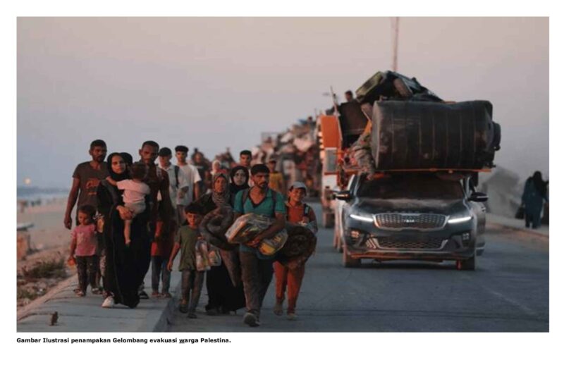 Gambar Ilustrasi penampakan Gelombang evakuasi warga Palestina.