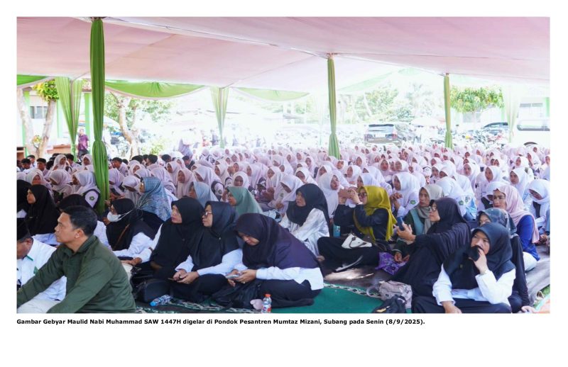 Gambar Gebyar Maulid Nabi Muhammad SAW 1447H digelar di Pondok Pesantren Mumtaz Mizani, Subang pada Senin (8/9/2025).