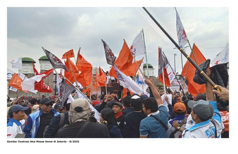 Gambar Ilustrasi Aksi Massa Demo di Jakarta - 8/2025