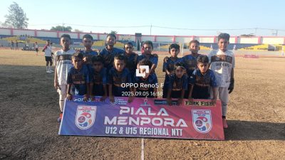 Skuad PNFA Nagekeo U-12 yang sukses melaju ke final setelah mengalahkan Rendu United B dengan skor 1-0 di Stadion Oepoi, Kupang.