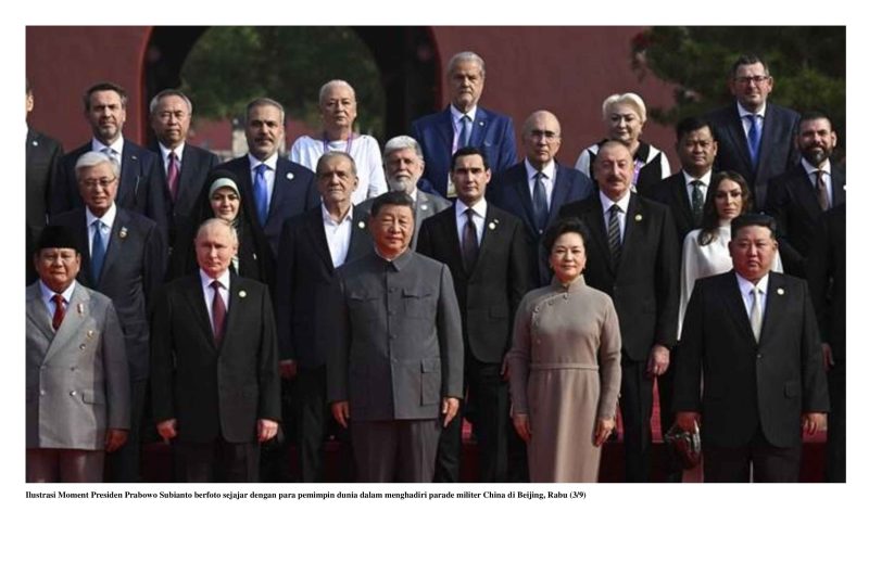 Ilustrasi Moment Presiden Prabowo Subianto berfoto sejajar dengan para pemimpin dunia dalam menghadiri parade militer China di Beijing, Rabu (3/9)