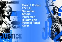 Ilustrasi penegakan hukum narkotika di Indonesia, fokus pada Pasal 112 dan 127 UU Narkotika.