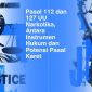 Ilustrasi penegakan hukum narkotika di Indonesia, fokus pada Pasal 112 dan 127 UU Narkotika.
