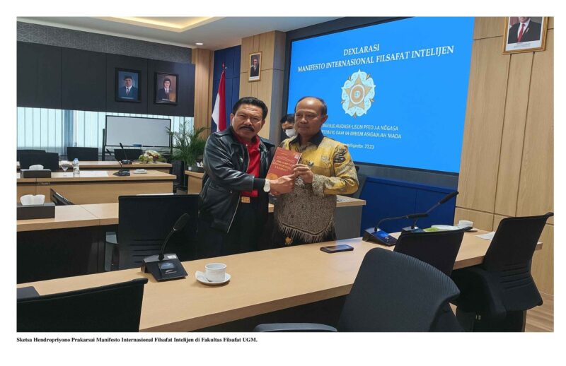 Sketsa Hendropriyono Prakarsai Manifesto Internasional Filsafat Intelijen di Fakultas Filsafat UGM. 

