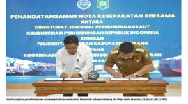 Foto Penampakan penandatanganan nota kesepakatan bersama antara Pemerintah Kabupaten Subang dan Ditjen Hubla Kemenhub RI, Selasa (30/9/2025)
